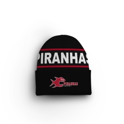 Piranhas - Beanie mit Krempe schwarz - Logo und Schriftzug